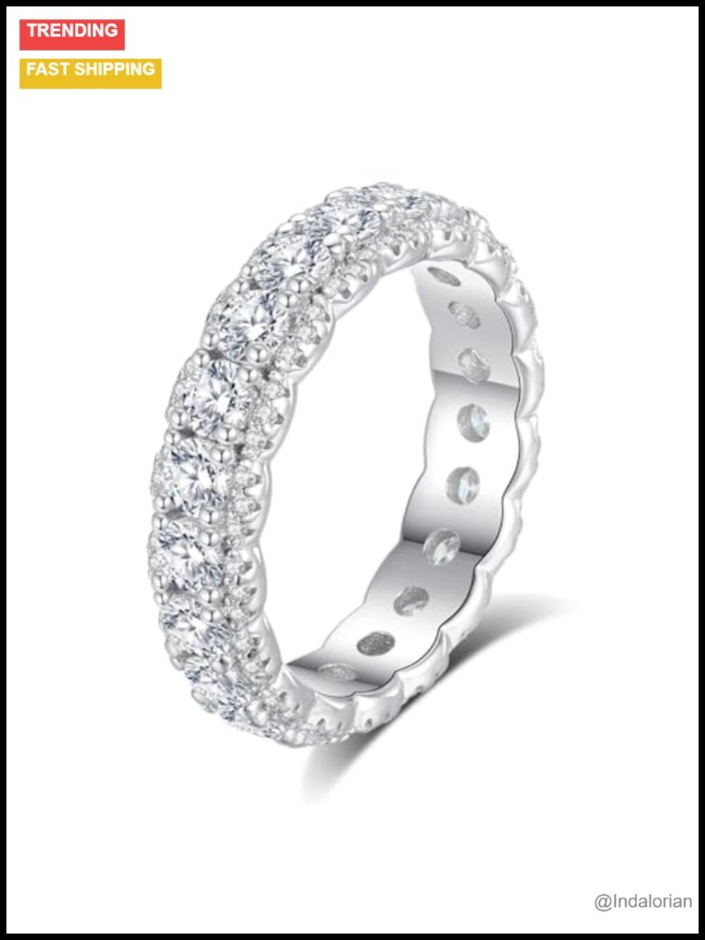 Moissanite Eternity Ring 2.604CTTW Round Cut VVS1 S925 Sterling Silver 18K